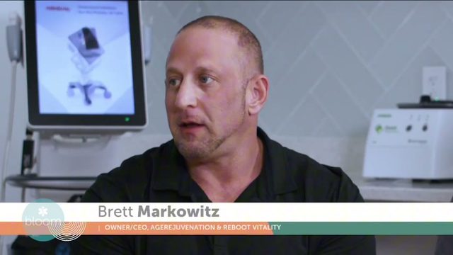 Brett Markowitz speaking to WFLA in the clinic, with his name on screen